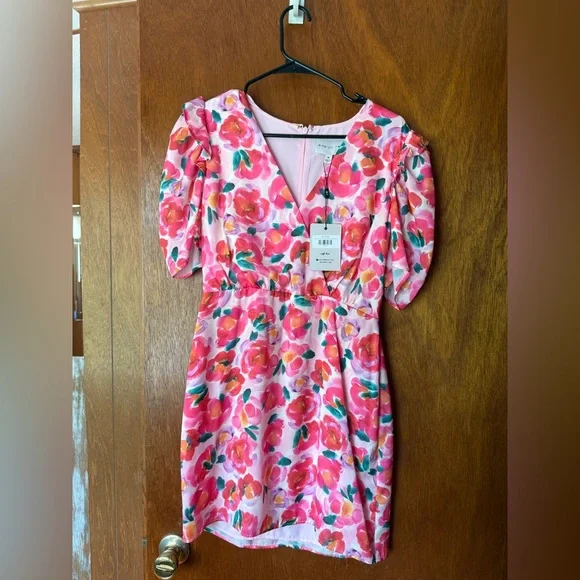 Adelyn Rae | Dresses | Adelyn Rae Pink And Red Fit And Flare Dress With Puff Sleeves | Poshmark Adelyn Rae | Dresses | Adelyn Rae Pink And Red Fit And Flare Dress With Puff Sleeves | Poshmark